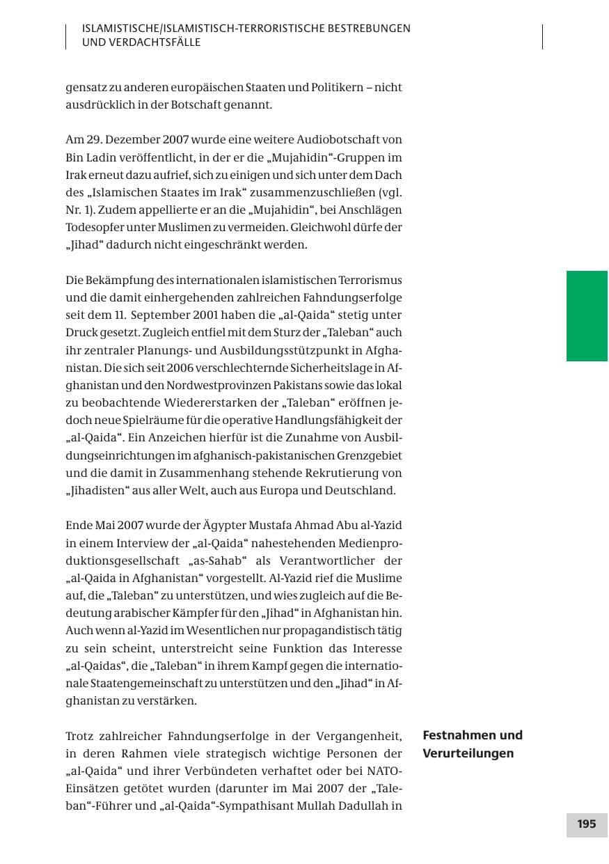 Seite 195 des Verfassungsschutzbericht 2007 Bund