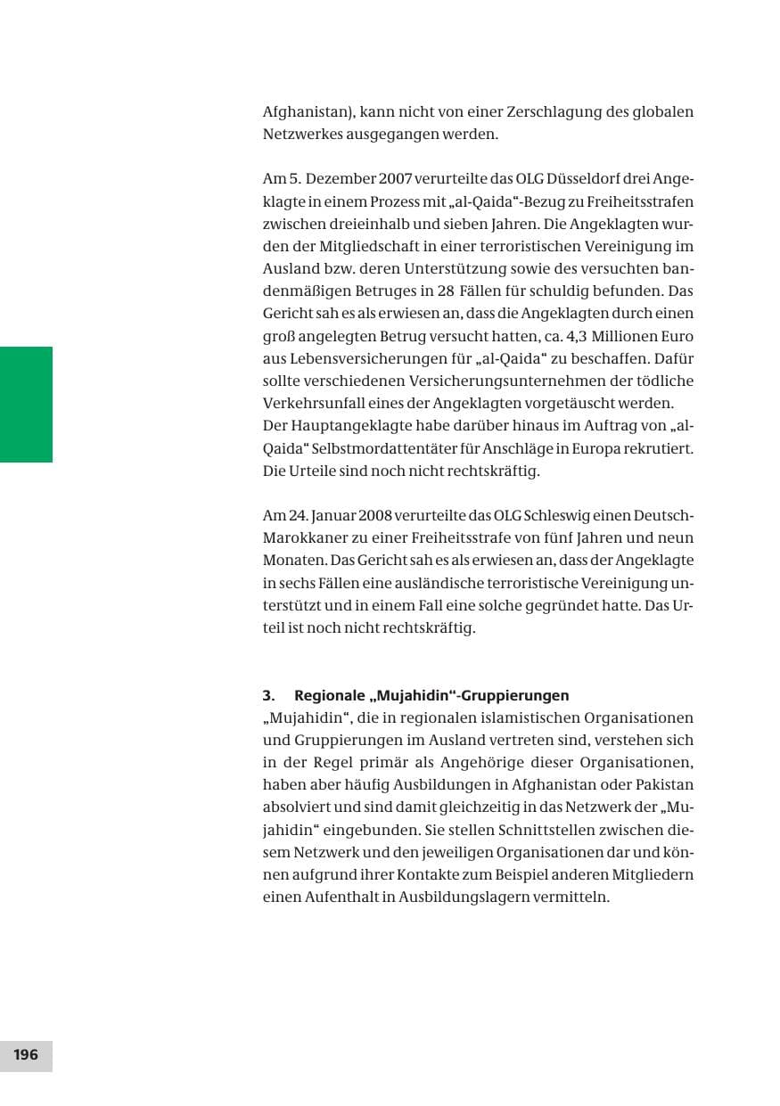 Seite 196 des Verfassungsschutzbericht 2007 Bund
