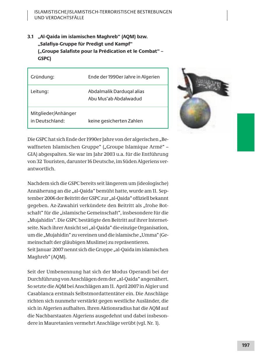 Seite 197 des Verfassungsschutzbericht 2007 Bund