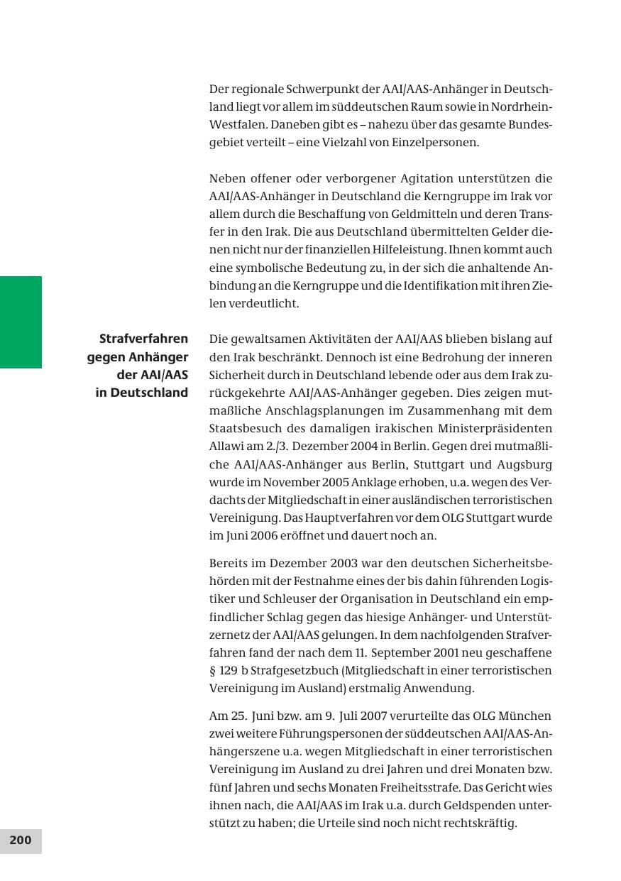 Seite 200 des Verfassungsschutzbericht 2007 Bund