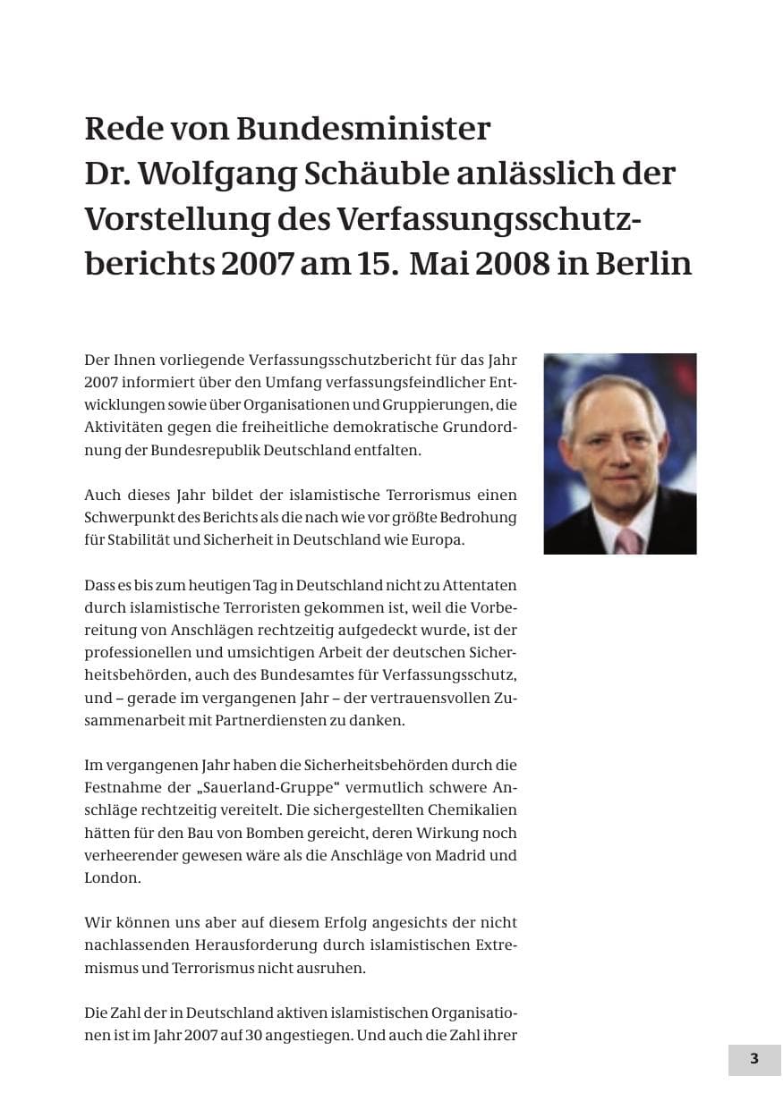 Seite 3 des Verfassungsschutzbericht 2007 Bund