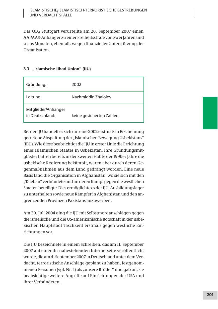 Seite 201 des Verfassungsschutzbericht 2007 Bund