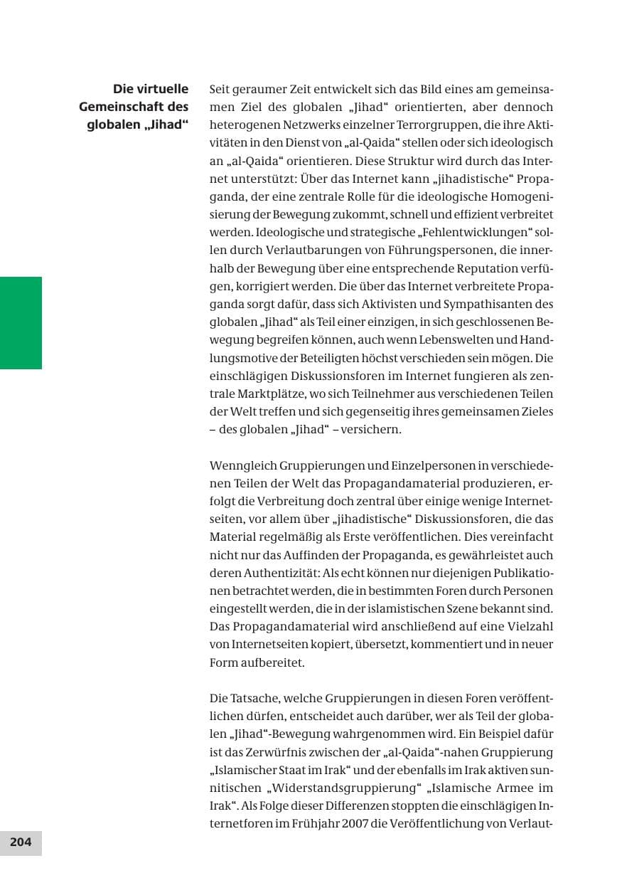 Seite 204 des Verfassungsschutzbericht 2007 Bund