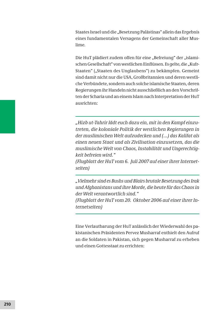 Seite 210 des Verfassungsschutzbericht 2007 Bund