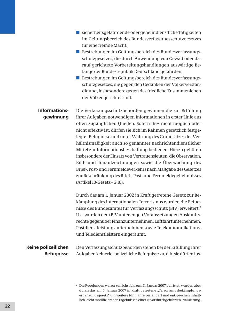Seite 22 des Verfassungsschutzbericht 2007 Bund