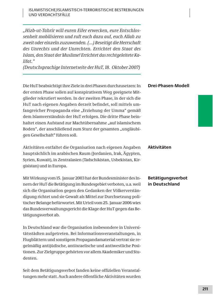 Seite 211 des Verfassungsschutzbericht 2007 Bund