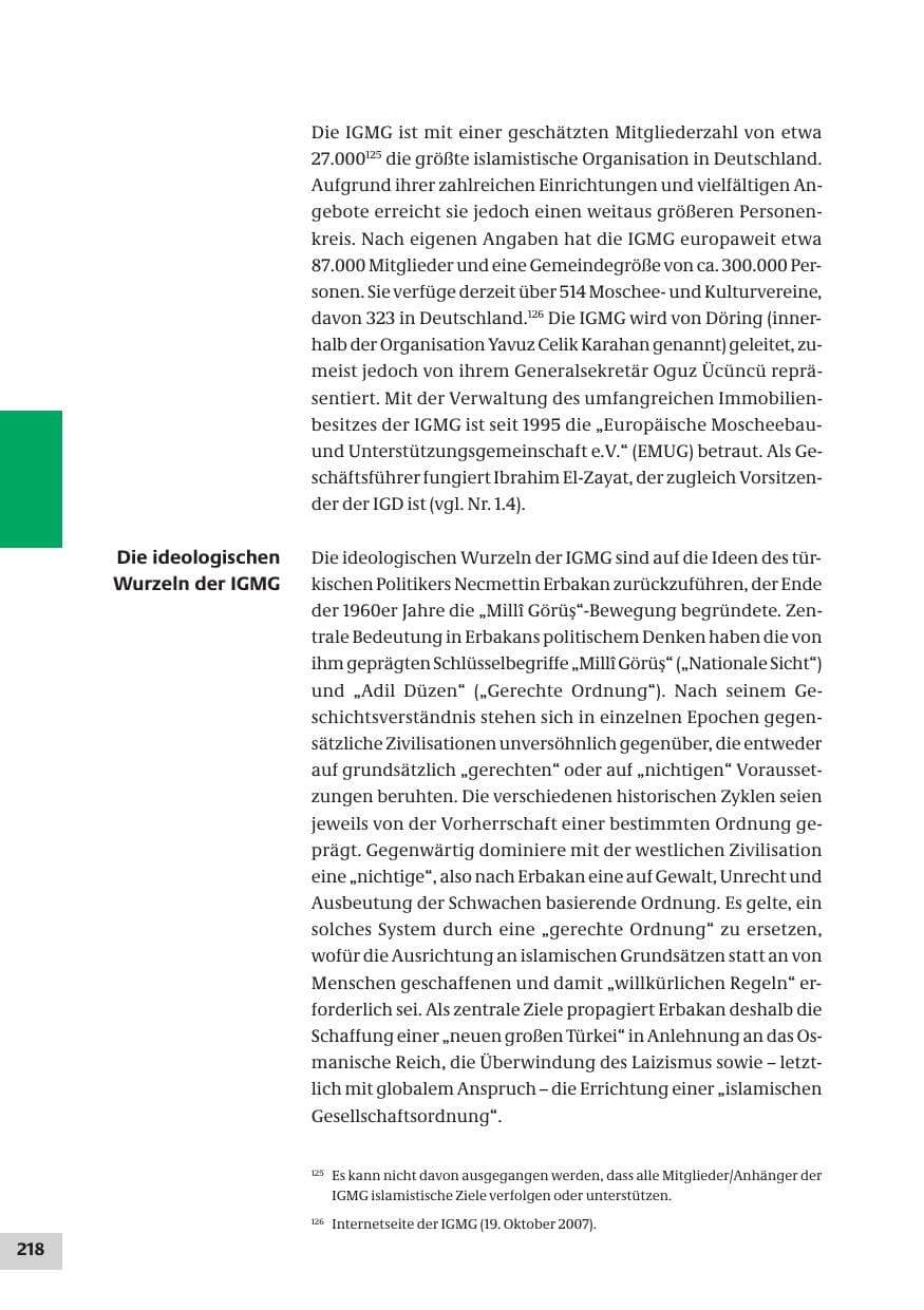 Seite 218 des Verfassungsschutzbericht 2007 Bund