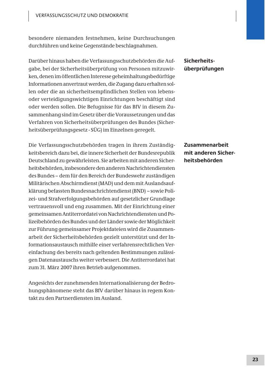 Seite 23 des Verfassungsschutzbericht 2007 Bund