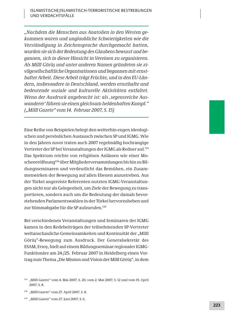 Seite 223 des Verfassungsschutzbericht 2007 Bund