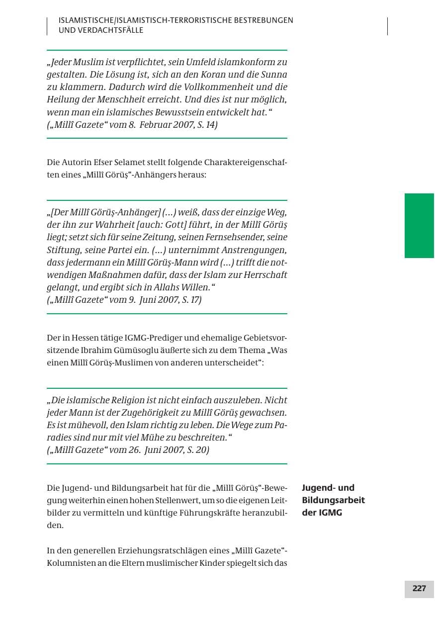 Seite 227 des Verfassungsschutzbericht 2007 Bund