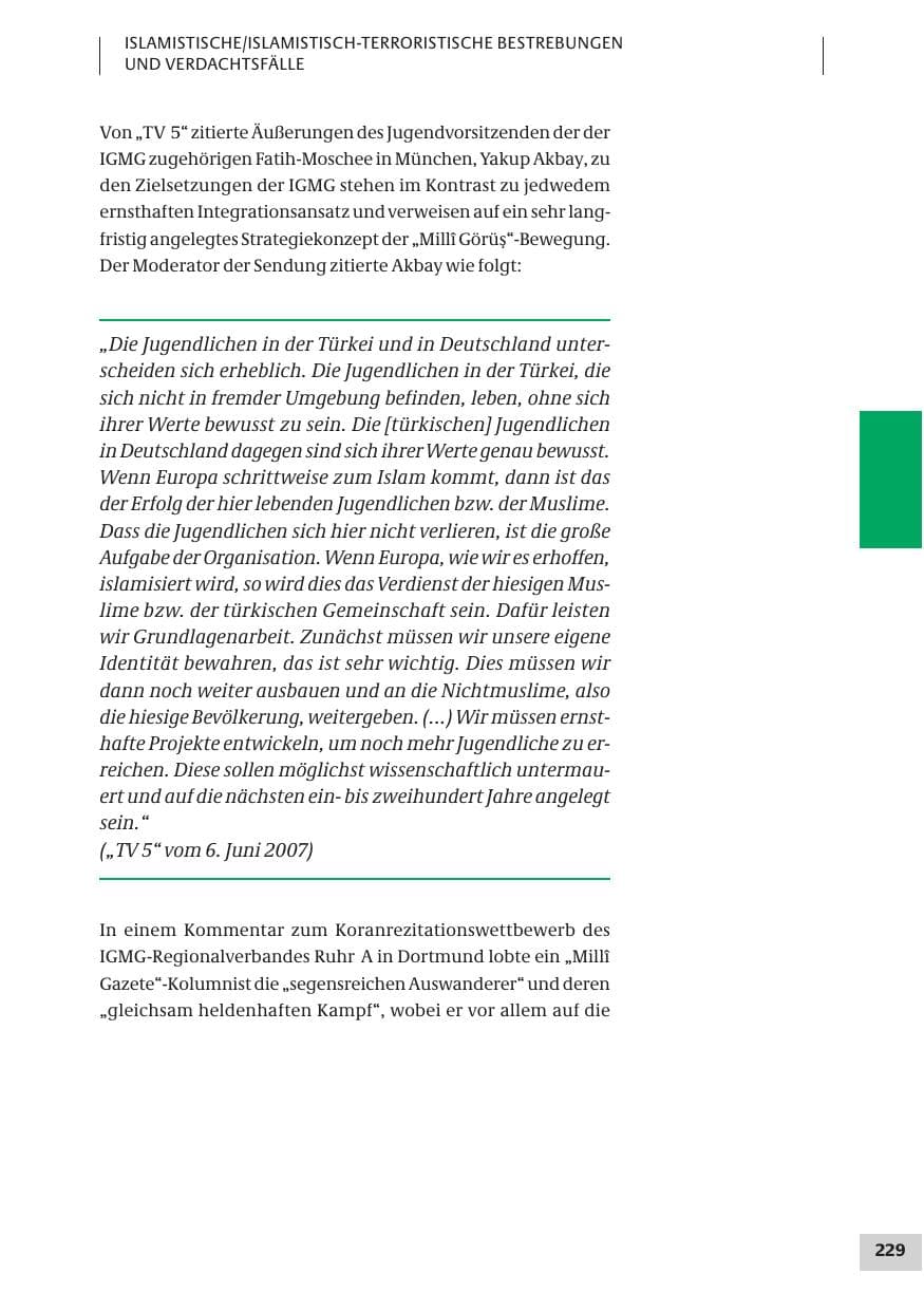 Seite 229 des Verfassungsschutzbericht 2007 Bund