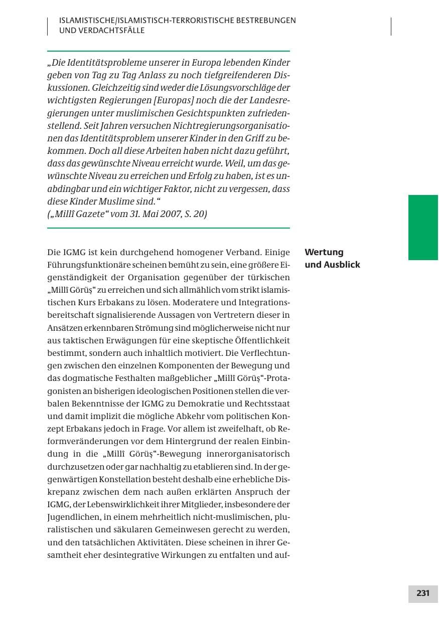 Seite 231 des Verfassungsschutzbericht 2007 Bund