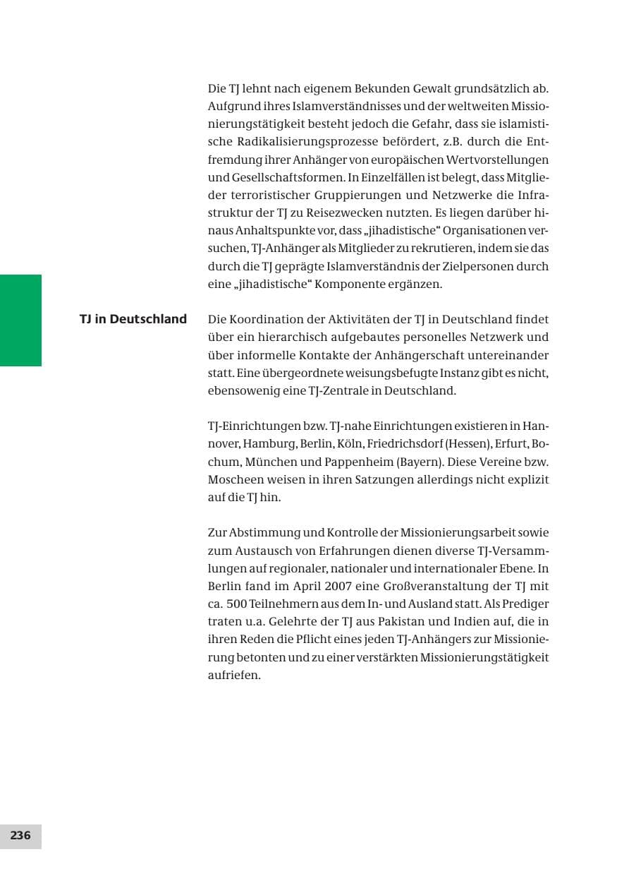 Seite 236 des Verfassungsschutzbericht 2007 Bund