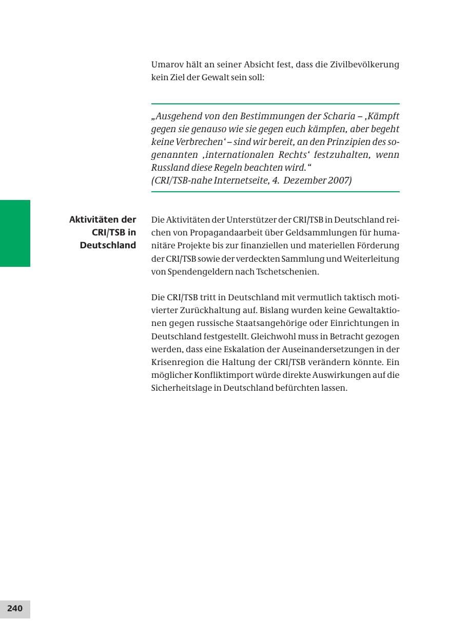 Seite 240 des Verfassungsschutzbericht 2007 Bund