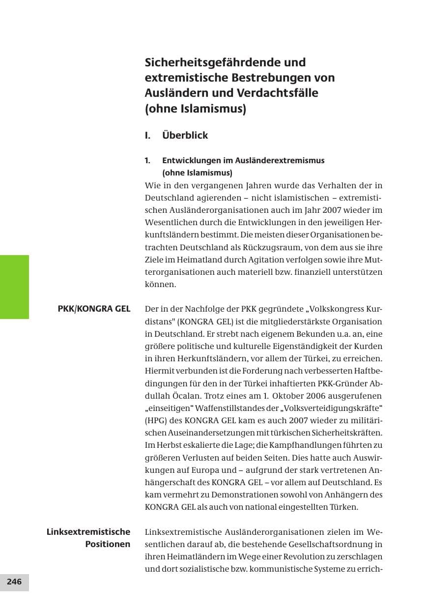 Seite 246 des Verfassungsschutzbericht 2007 Bund
