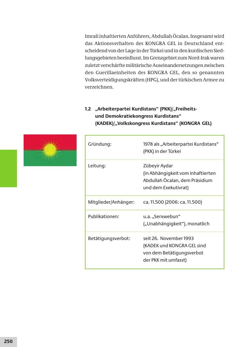 Seite 250 des Verfassungsschutzbericht 2007 Bund