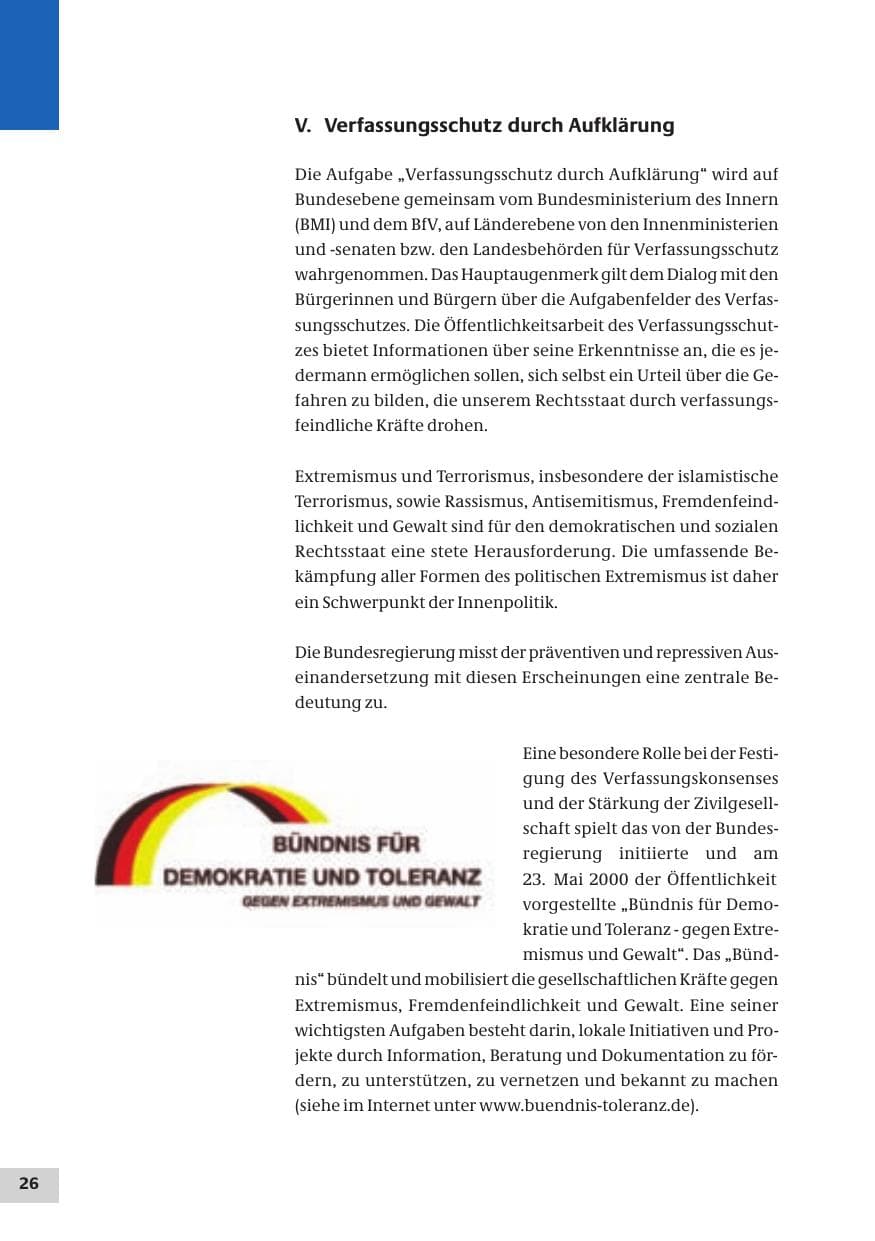 Seite 26 des Verfassungsschutzbericht 2007 Bund