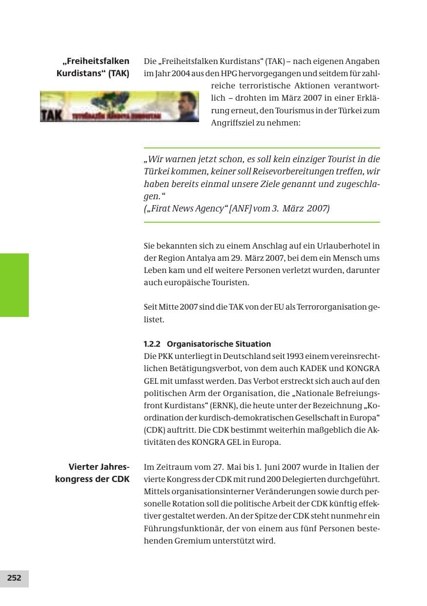 Seite 252 des Verfassungsschutzbericht 2007 Bund