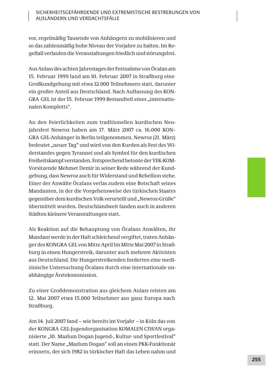 Seite 255 des Verfassungsschutzbericht 2007 Bund