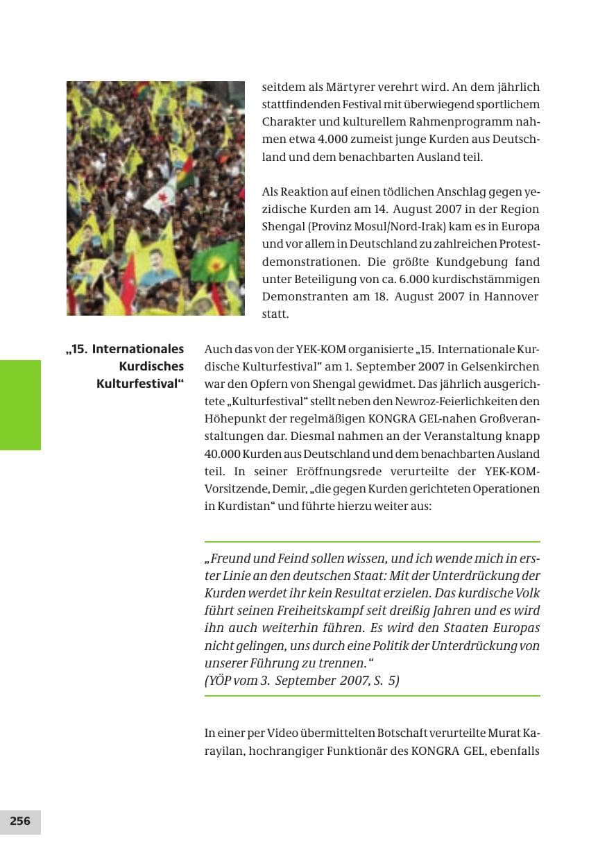 Seite 256 des Verfassungsschutzbericht 2007 Bund