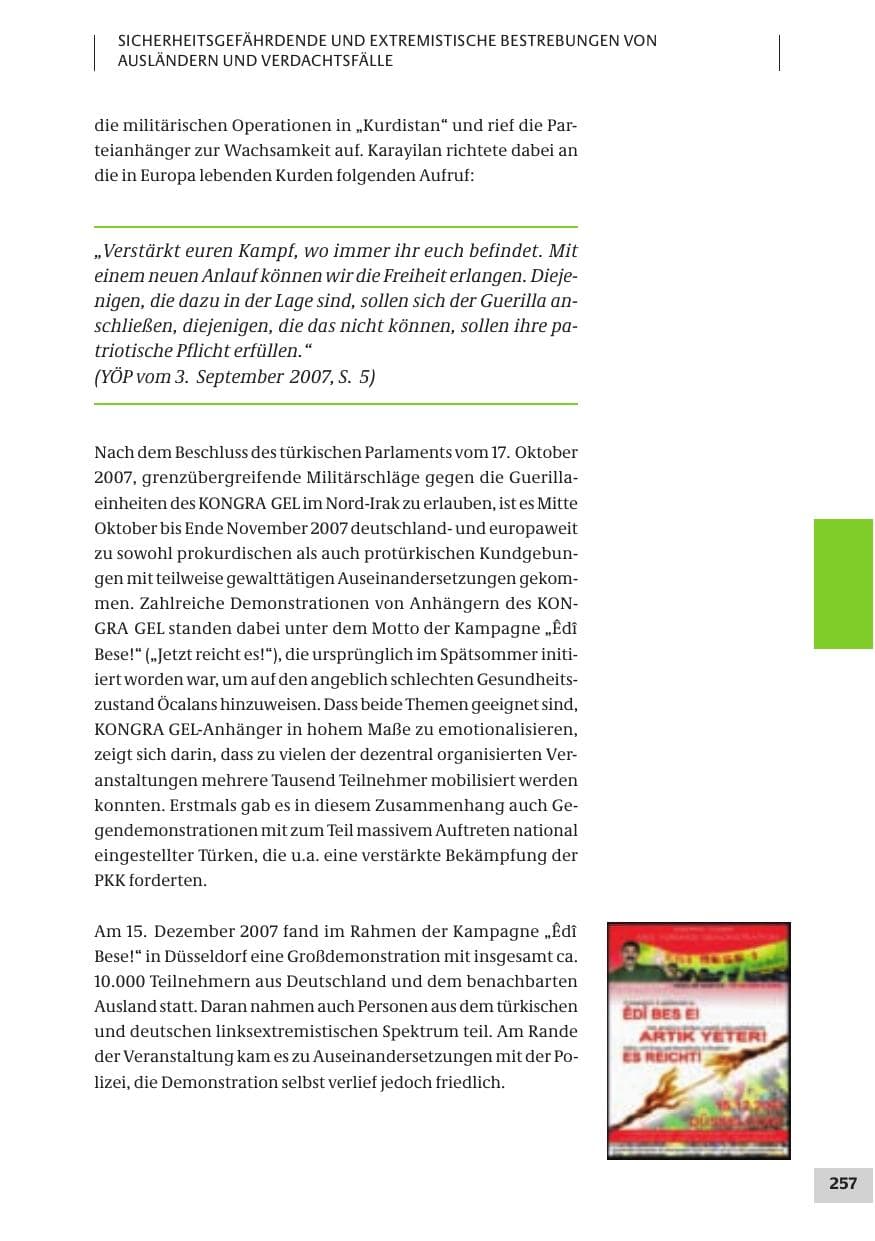 Seite 257 des Verfassungsschutzbericht 2007 Bund