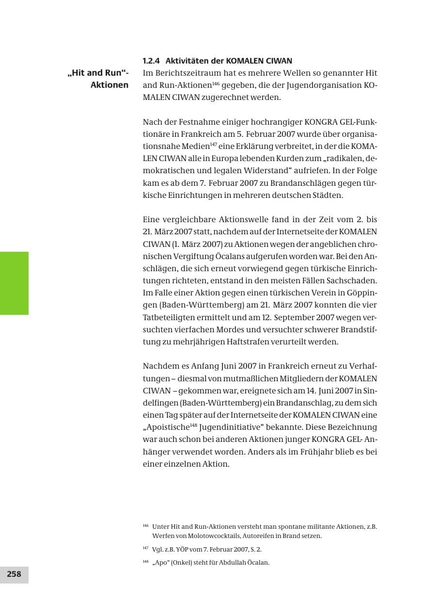 Seite 258 des Verfassungsschutzbericht 2007 Bund