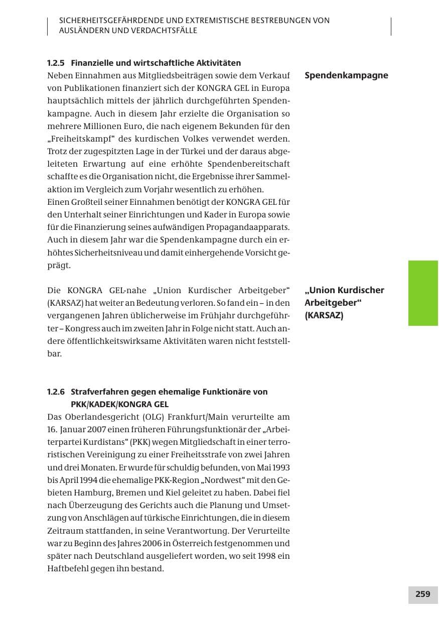 Seite 259 des Verfassungsschutzbericht 2007 Bund