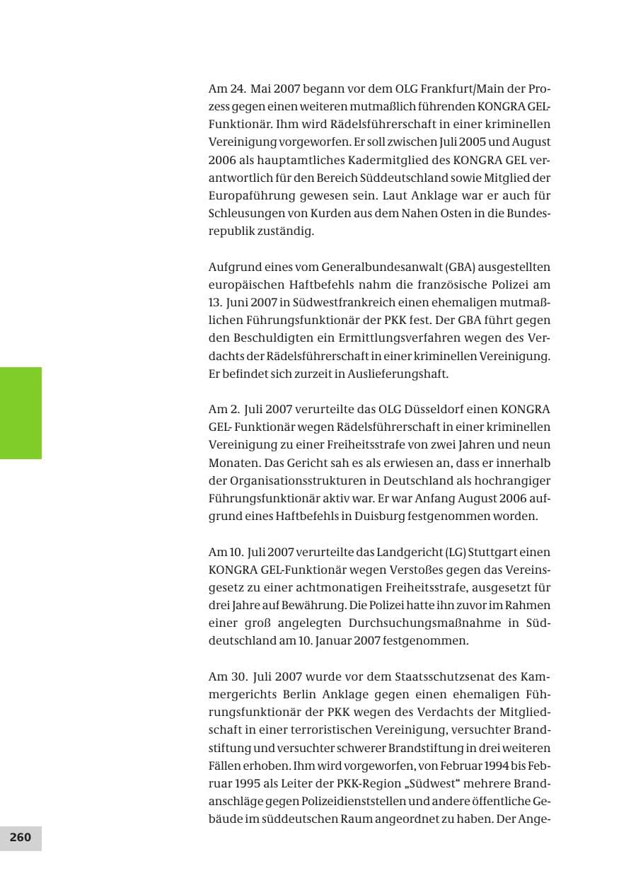 Seite 260 des Verfassungsschutzbericht 2007 Bund
