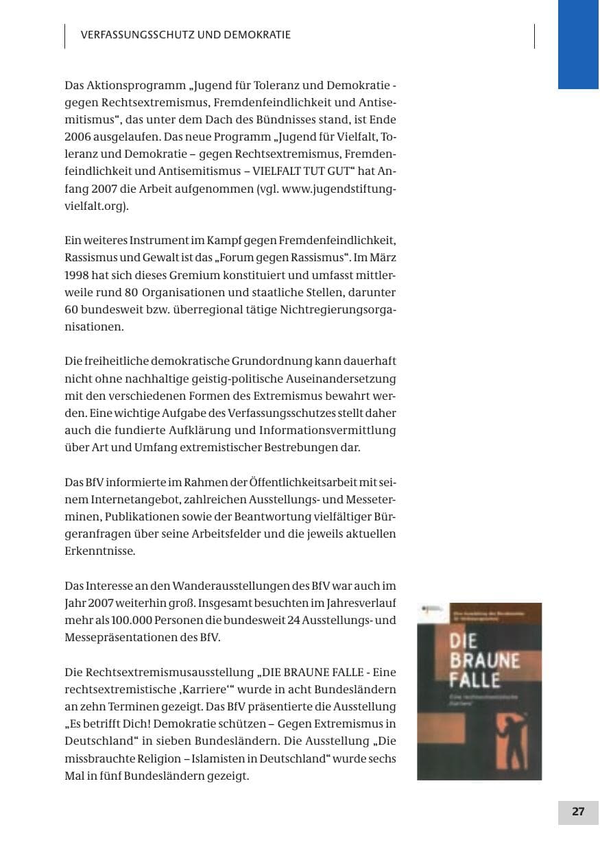 Seite 27 des Verfassungsschutzbericht 2007 Bund