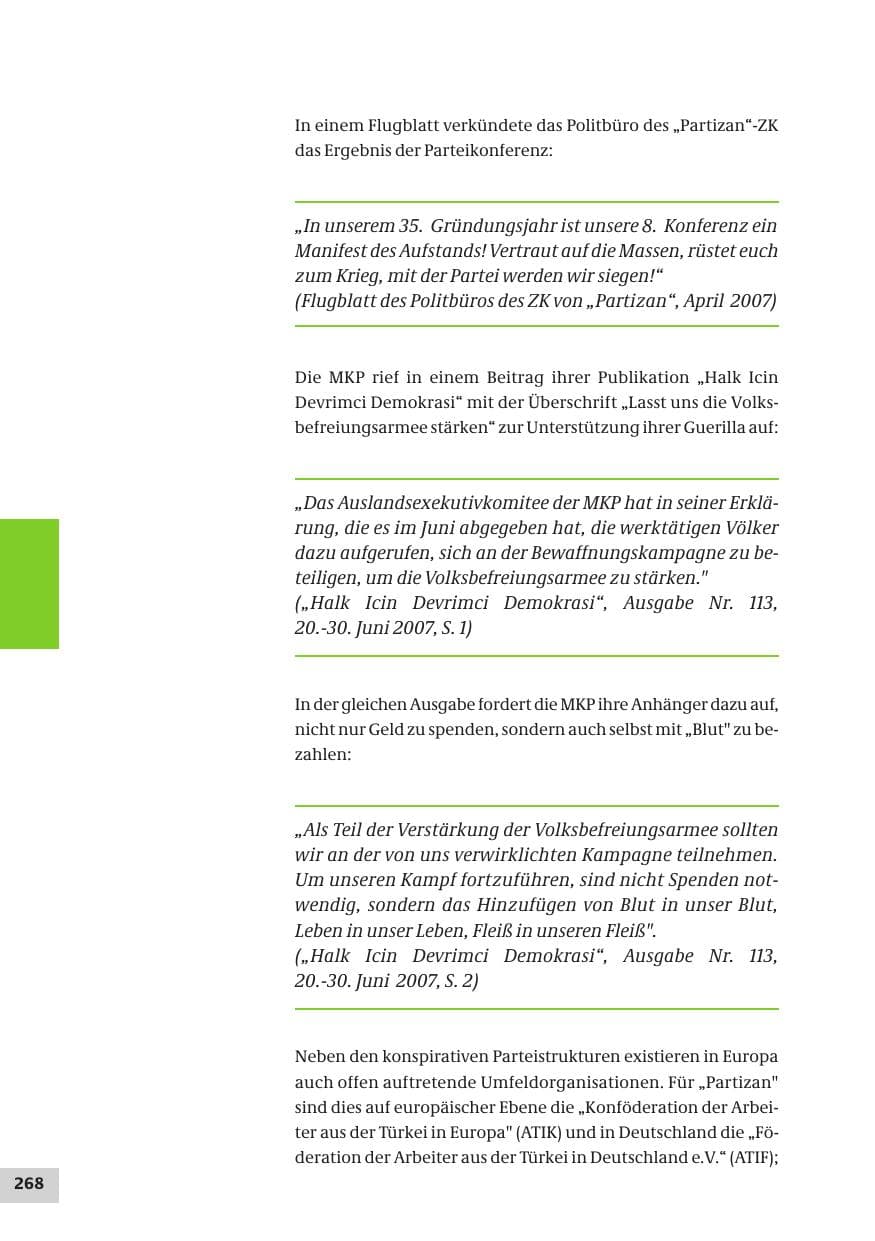Seite 268 des Verfassungsschutzbericht 2007 Bund