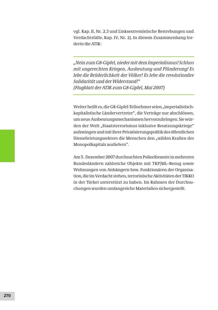 Seite 270 des Verfassungsschutzbericht 2007 Bund