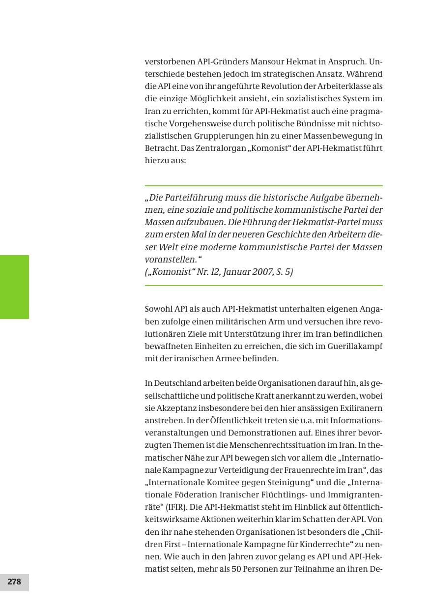 Seite 278 des Verfassungsschutzbericht 2007 Bund