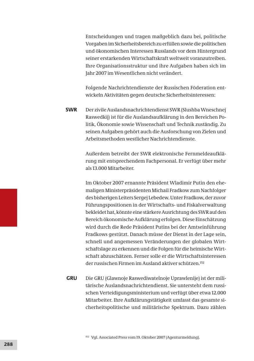 Seite 288 des Verfassungsschutzbericht 2007 Bund