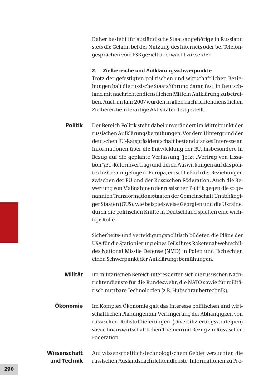Seite 290 des Verfassungsschutzbericht 2007 Bund
