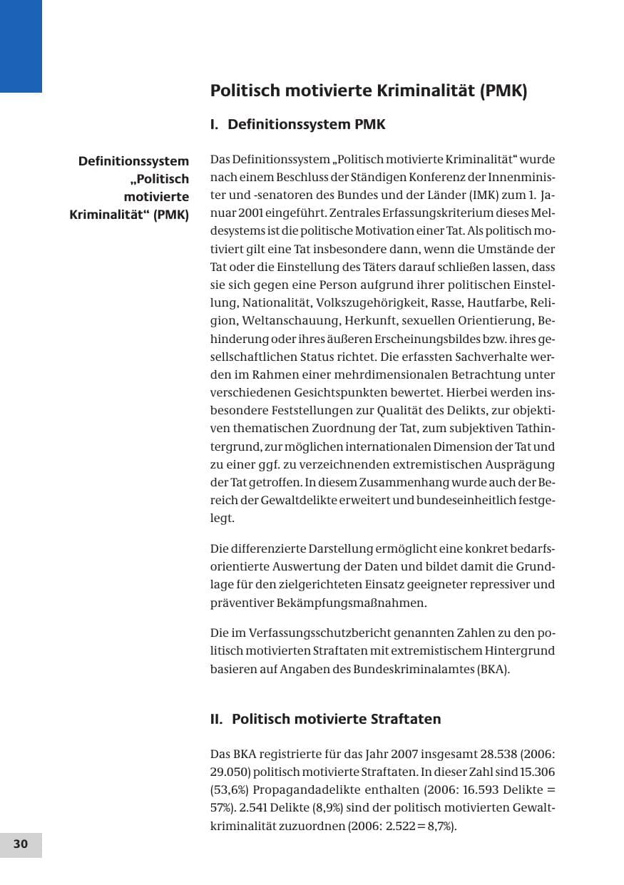 Seite 30 des Verfassungsschutzbericht 2007 Bund