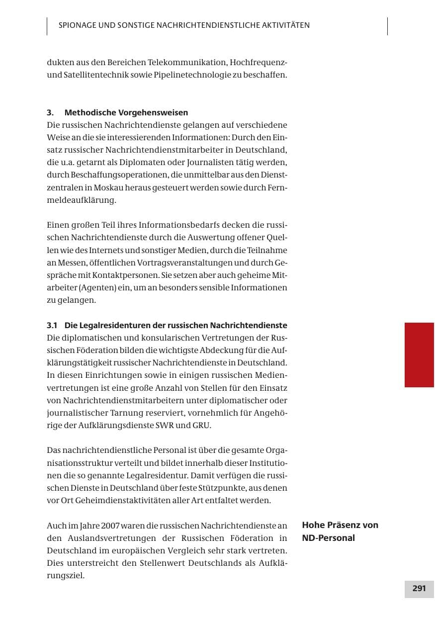 Seite 291 des Verfassungsschutzbericht 2007 Bund