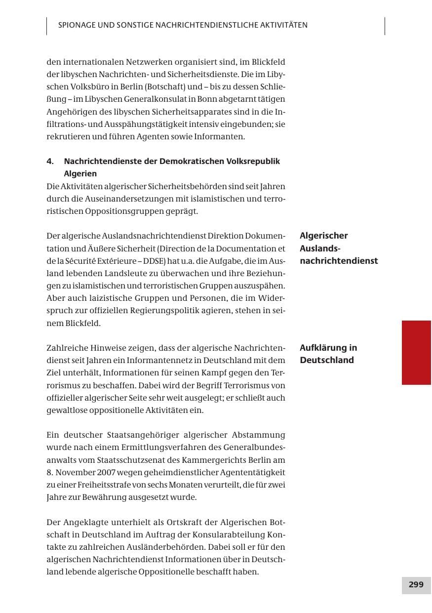 Seite 299 des Verfassungsschutzbericht 2007 Bund