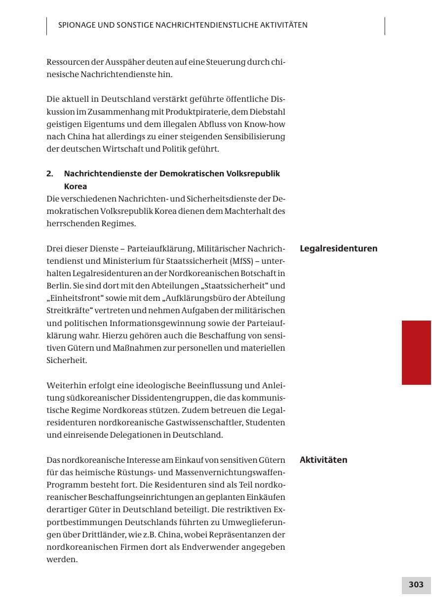Seite 303 des Verfassungsschutzbericht 2007 Bund