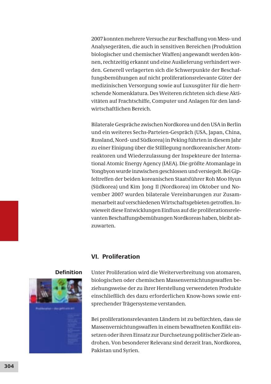 Seite 304 des Verfassungsschutzbericht 2007 Bund