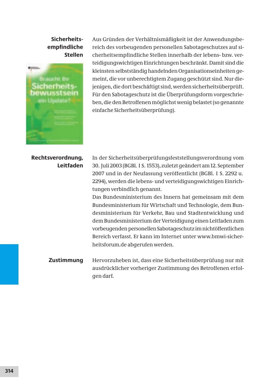 Seite 314 des Verfassungsschutzbericht 2007 Bund