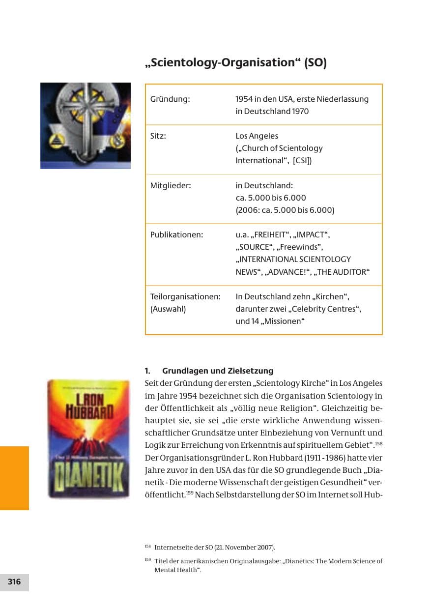 Seite 316 des Verfassungsschutzbericht 2007 Bund