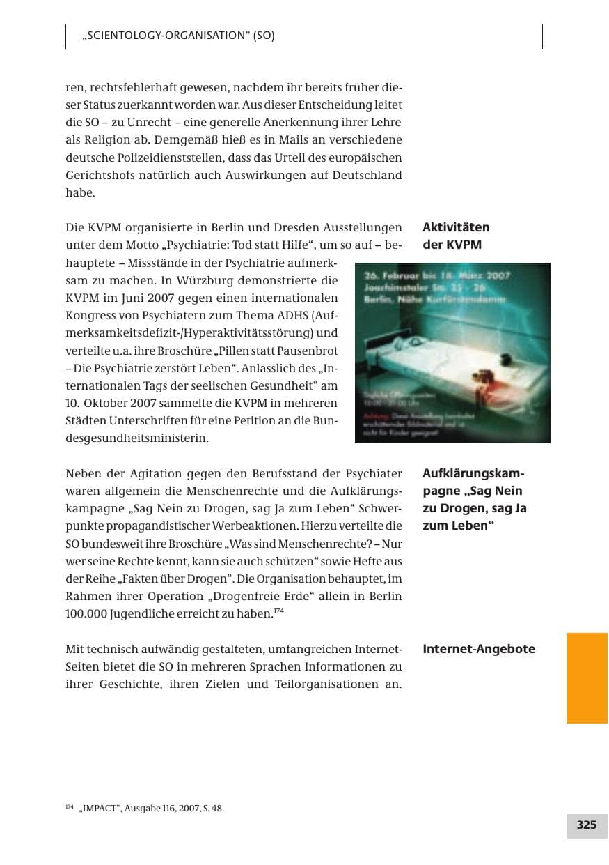 Seite 325 des Verfassungsschutzbericht 2007 Bund