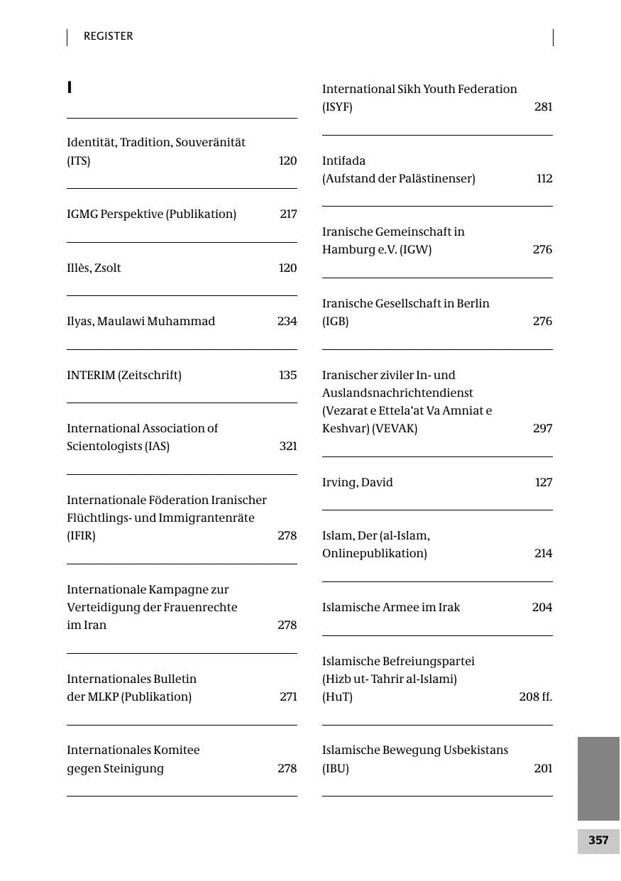 Seite 357 des Verfassungsschutzbericht 2007 Bund