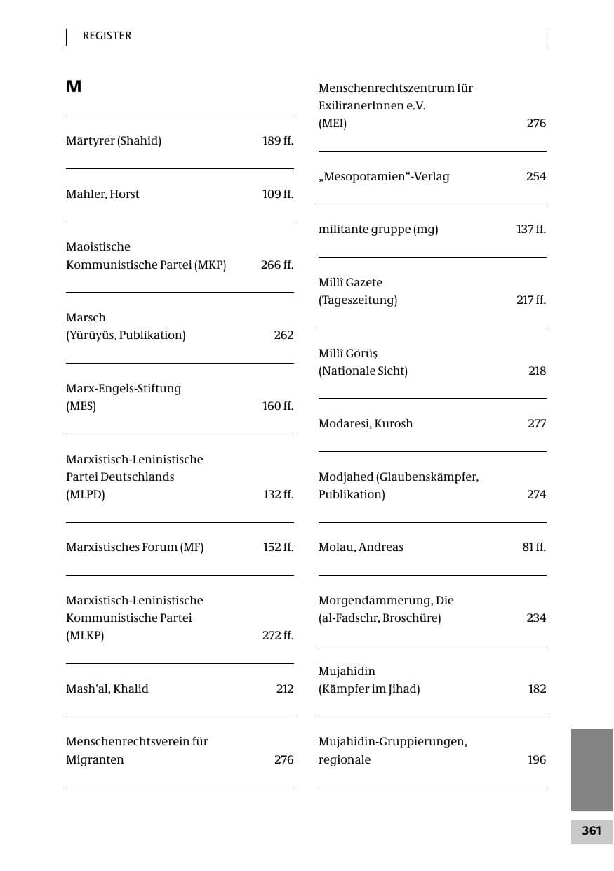 Seite 361 des Verfassungsschutzbericht 2007 Bund