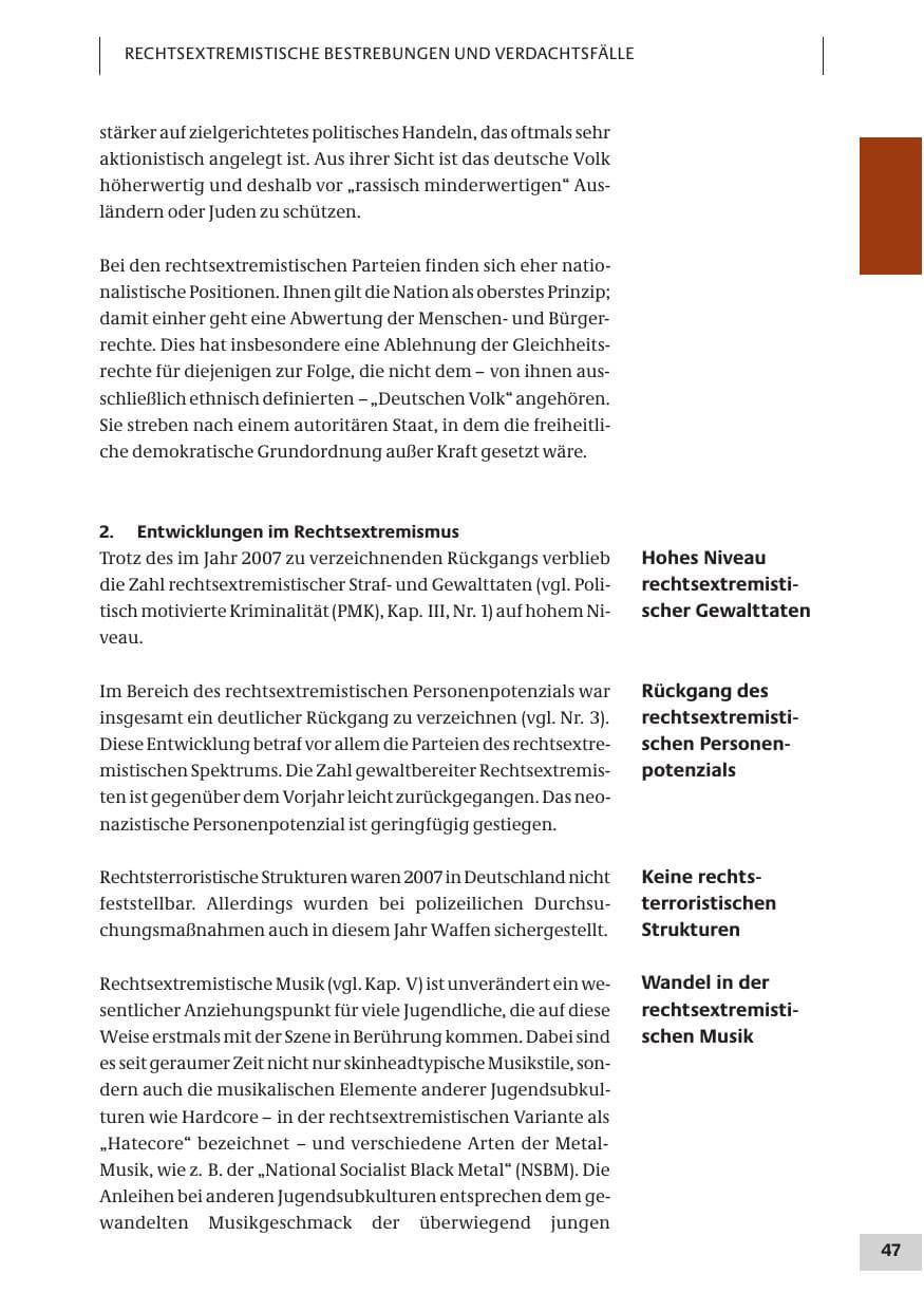 Seite 47 des Verfassungsschutzbericht 2007 Bund