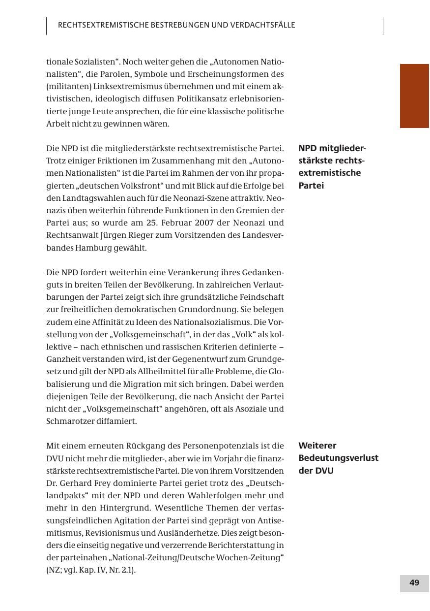 Seite 49 des Verfassungsschutzbericht 2007 Bund