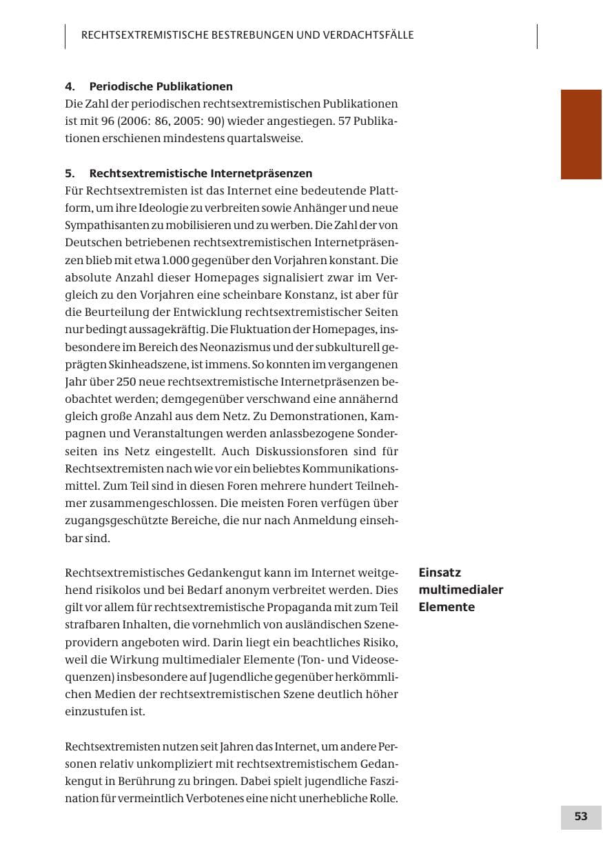 Seite 53 des Verfassungsschutzbericht 2007 Bund