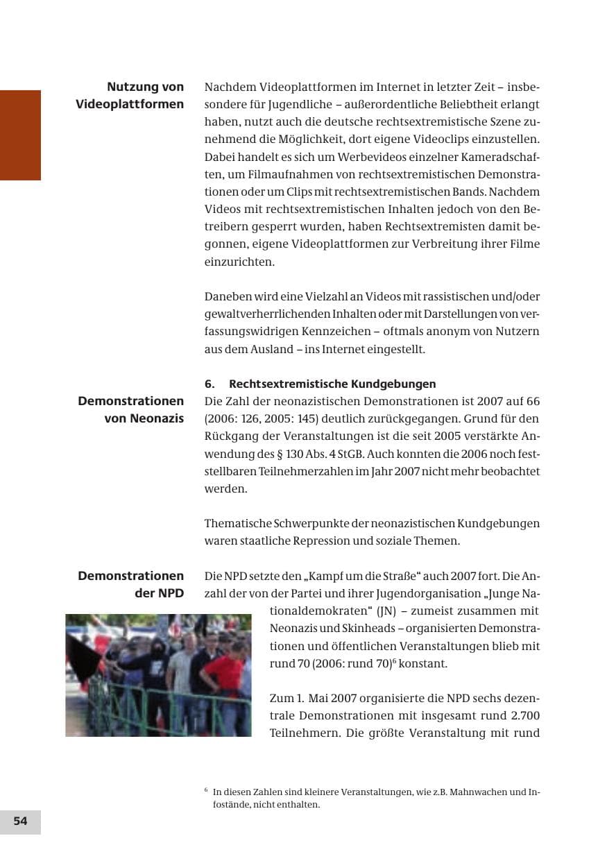Seite 54 des Verfassungsschutzbericht 2007 Bund