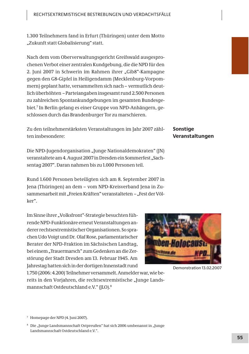 Seite 55 des Verfassungsschutzbericht 2007 Bund