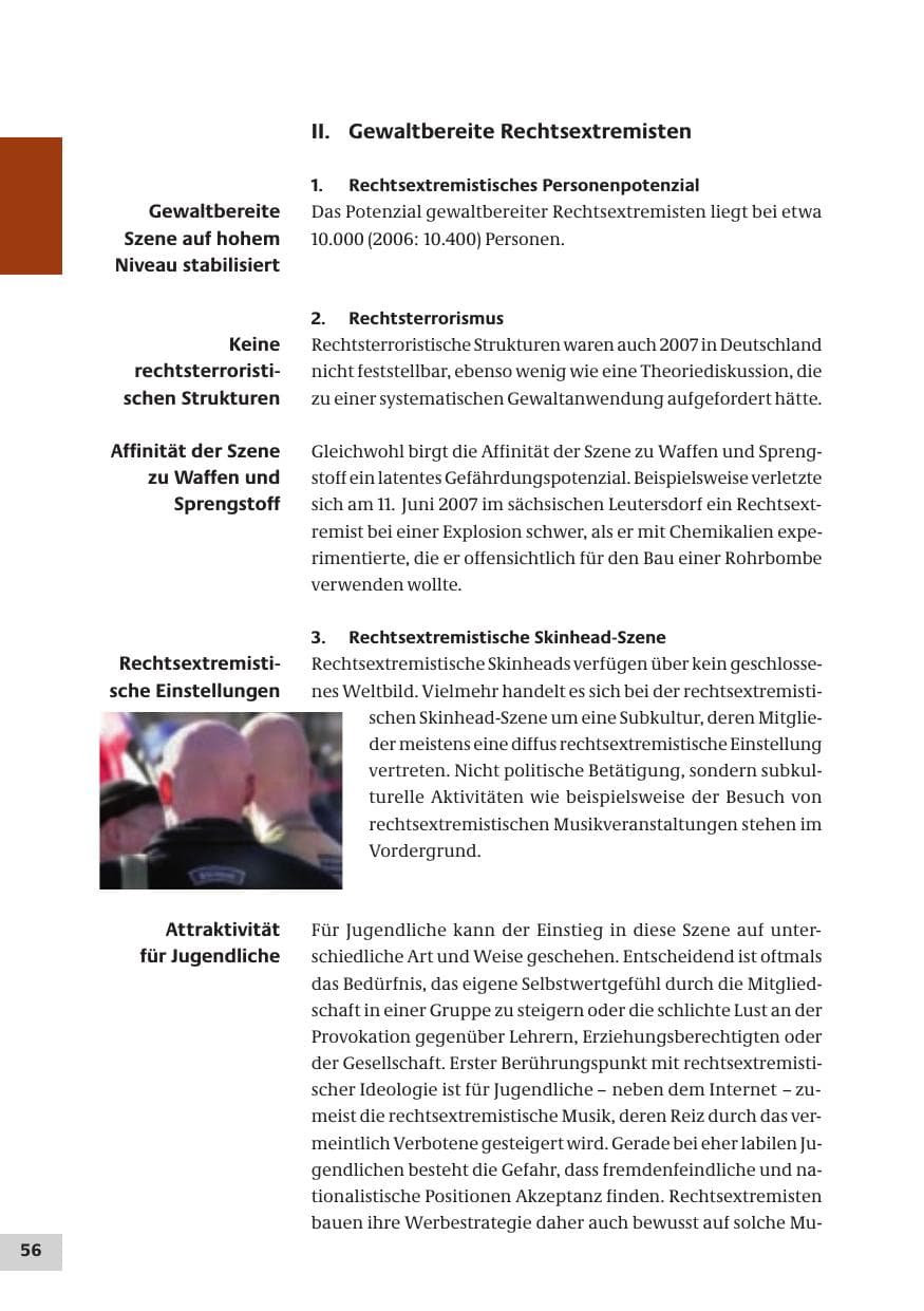 Seite 56 des Verfassungsschutzbericht 2007 Bund